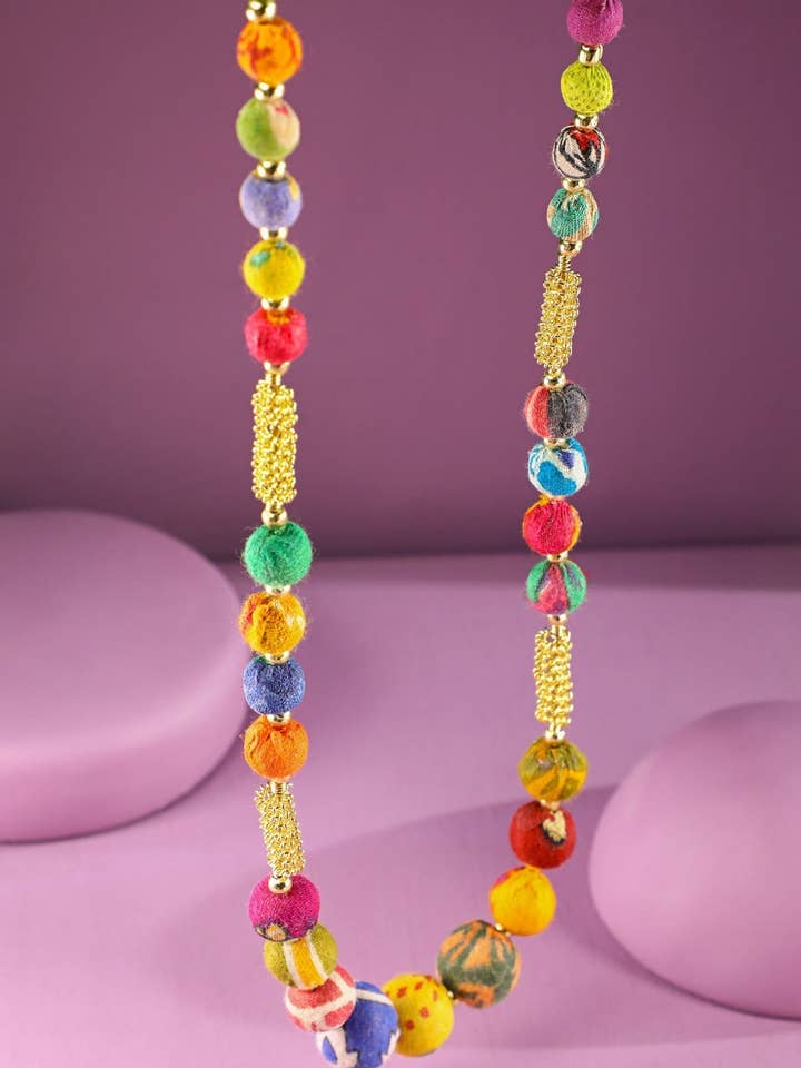 Handmade Fabric Beaded Necklace for wholesale by Marionette