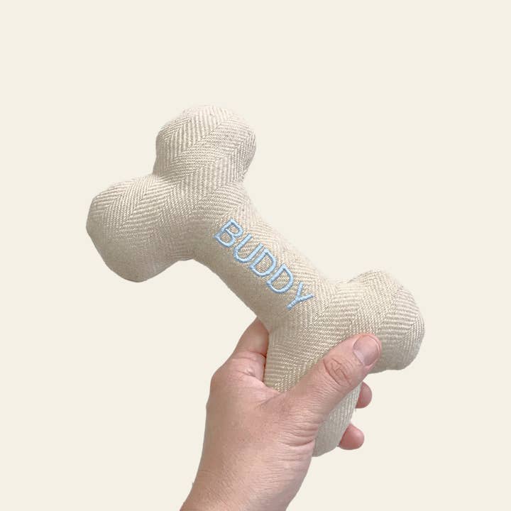 Thread and Paw – wholesale Mjukisdjur - Hund – *SKRÄDDAR* SMÅ Tweed hund leksak (grädde & HIMMEL)