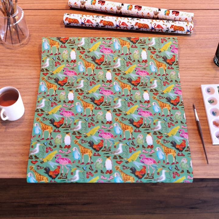 Rosie Webb illustrations - Wholesale Flat Wrap - W014 - Boot Party gift wrap2