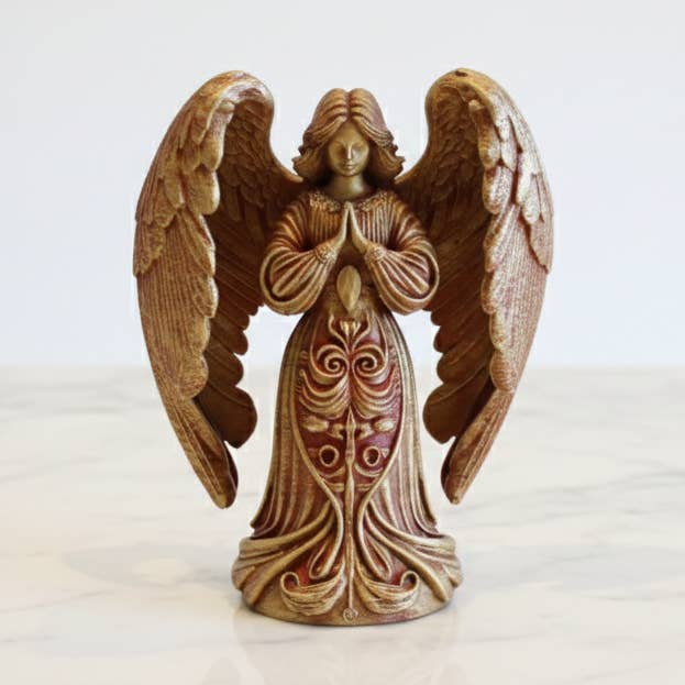 Statuetta Decorativa di Angelo con Mani Giunte – Finitura Pietra Calda per la vendita all'ingrosso da parte di Eterna Wonder