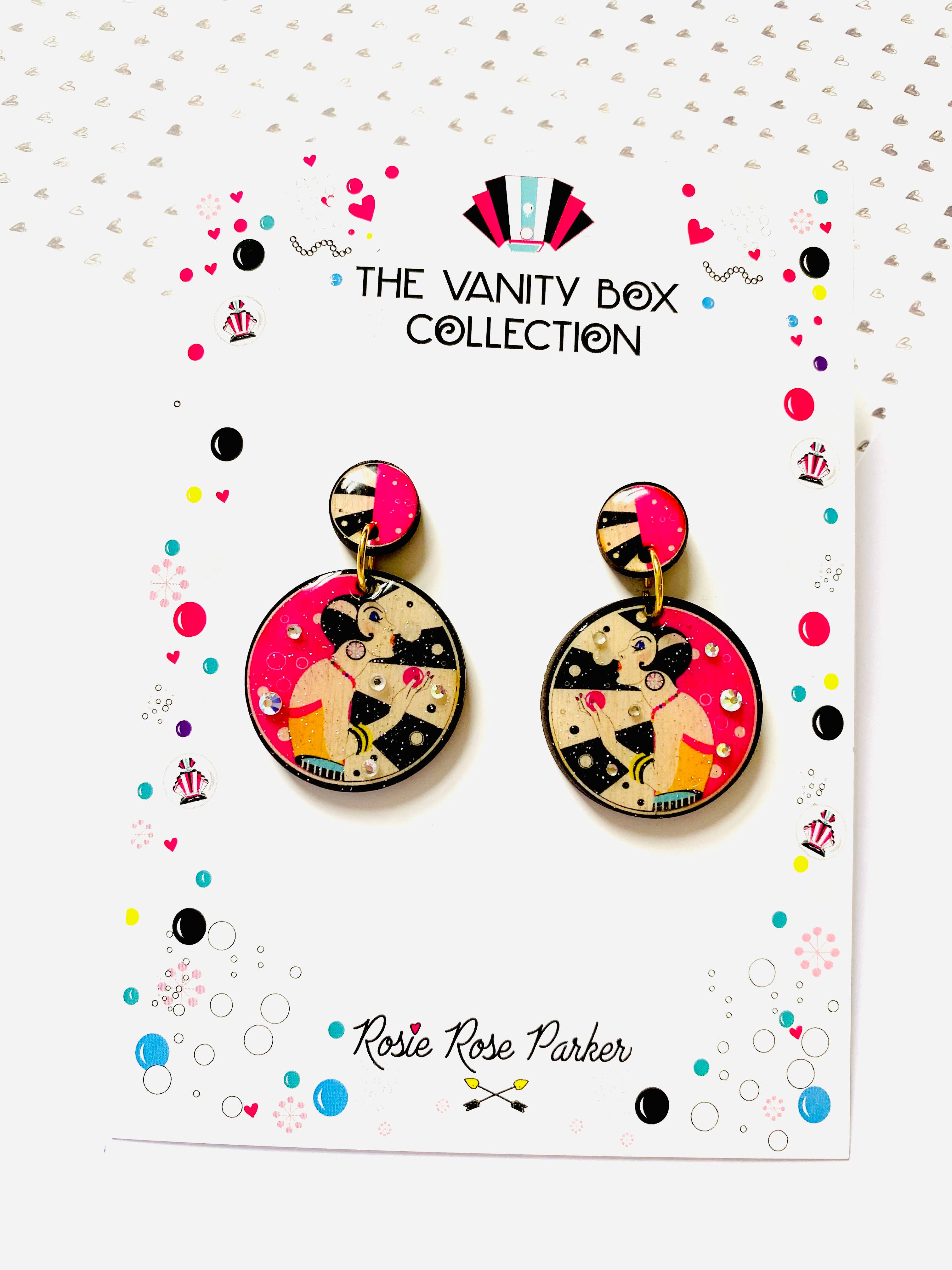 Rosie Rose Parker – wholesale Dangle earrings – retro statement earrings arty earrings colourful earrings6