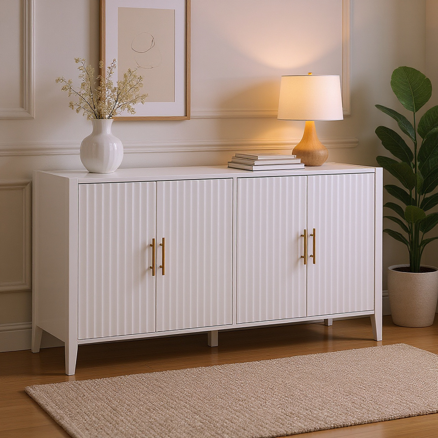 HOMYCASA DESIGN INC - Wholesale Sideboard - White Modern Buffet Cabinet Fluted Sideboard Large Storage2