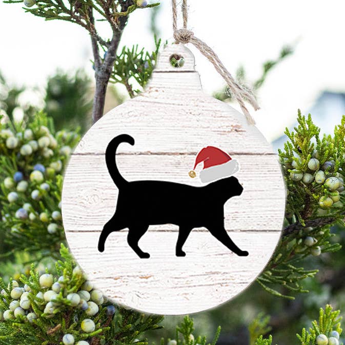 Santa Cat Bulb Ornament for wholesale by Rustic Marlin