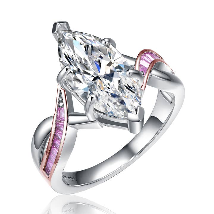 Bague en argent sterling bicolore et zircone cubique rose pour la vente par Genevive