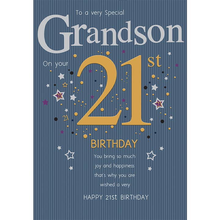 Piccadilly Greetings - Wholesale Birthday Card - Milestone Age Birthday Card, Age 21 Grandson, 21st Grandson