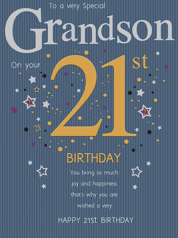 Milestone Age Birthday Card, Age 21 Grandson, 21st Grandson for wholesale by Piccadilly Greetings