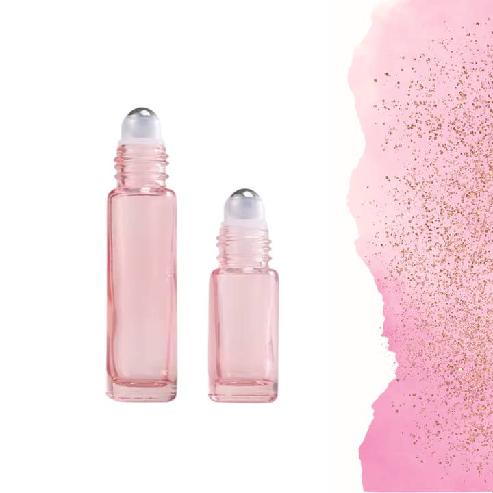 Essential Wellness - Body, Mind, Spirit - Wholesale Essential oil roll-on - BLUSH PINK Glass Roller Bottle 10/5ml Choice of Cap & Roller2
