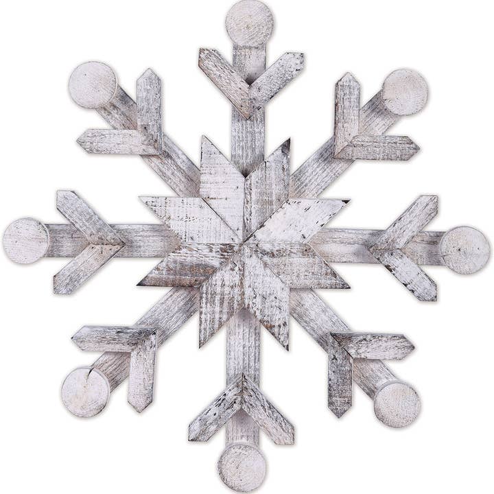 Sunset Vista Designs - Wholesale Wall Accent - White Wood 10" Snowflake, 8 point