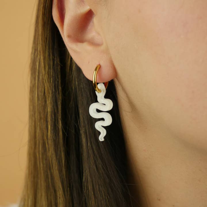 Pendientes Aros Serpiente - Blanco para venta al por mayor de ColsonDesign