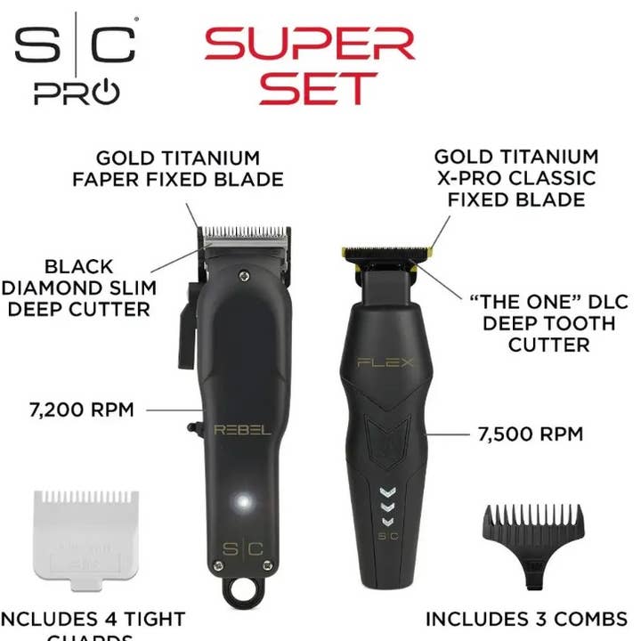 Salon Equipment Pros - Wholesale Clippers - Men's - Stylecraft Pro Super Rebel Clipper & Flex Trimmer Combo Set6
