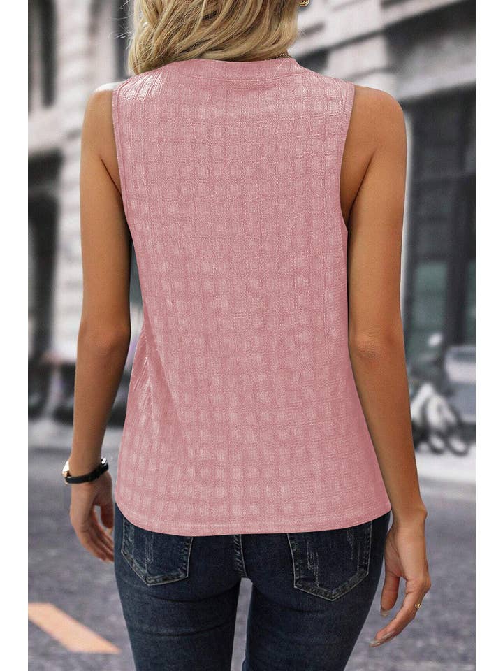 PRETTY BASH - Wholesale Tank Top - Women's - Checker Split Neck Tank Top