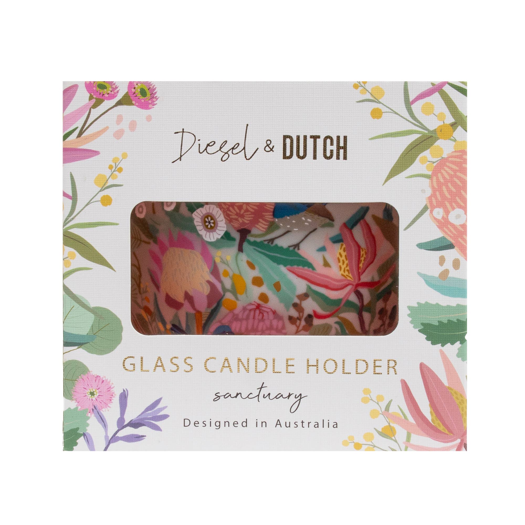 Diesel & Dutch - Vente Bougeoirs - Photophore en verre Sanctuary avec mésanges bleu