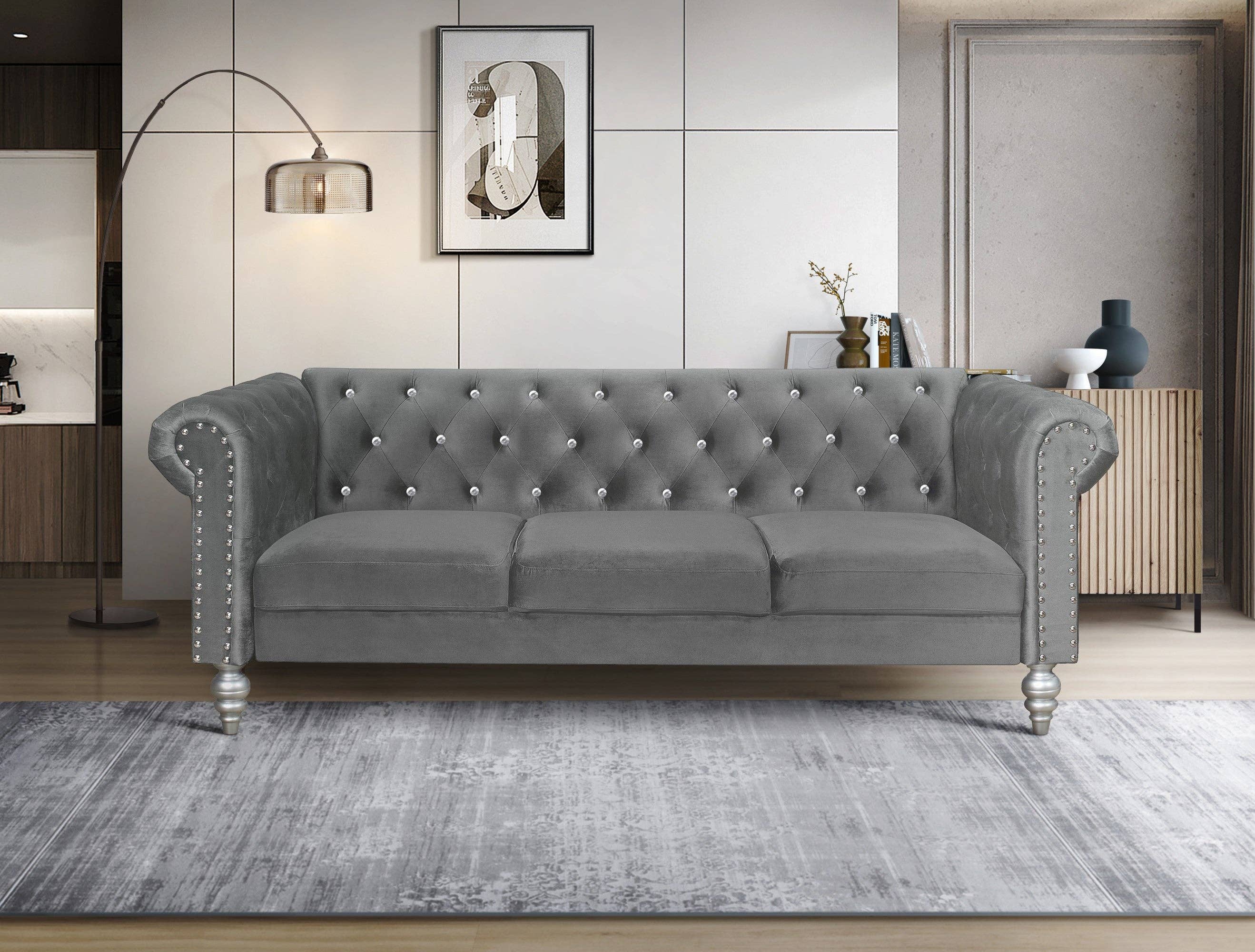 Home Design - Wholesale Sofa - Emma Velvet Rolled Arm Chesterfield Sofa2