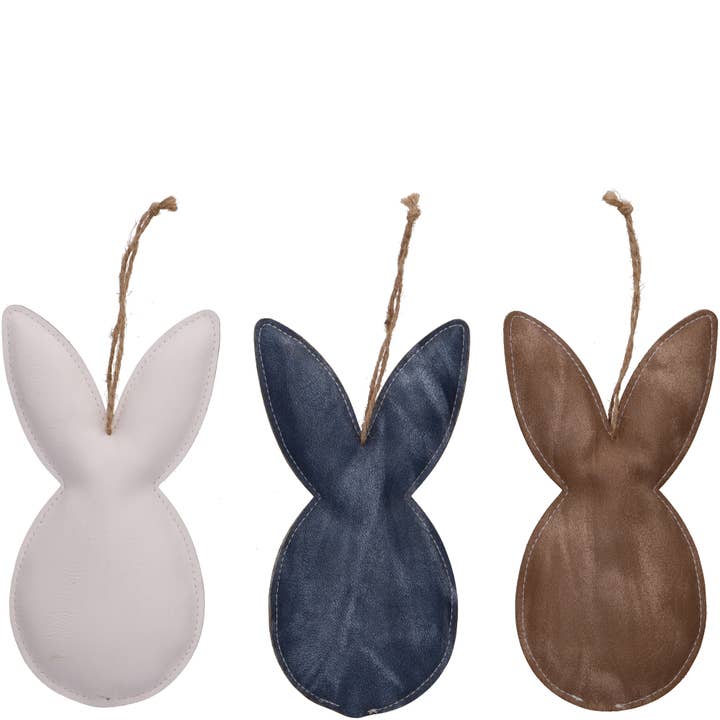 Coelho de couro Riesa para pendurar em azul, castanho, branco por atacado de Vosteen