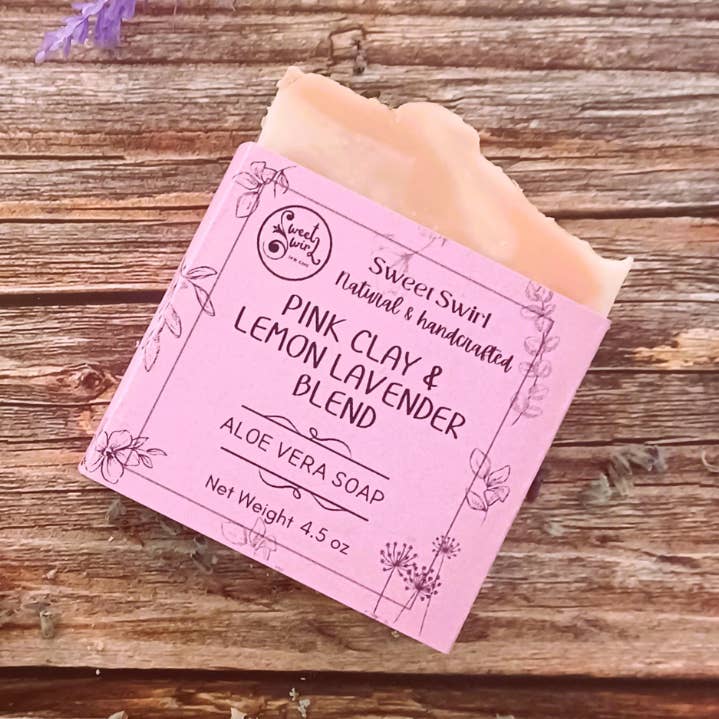 PINK CLAY & LEMON LAVENDER BLEND SOAP BAR for wholesale by Sweet swirl