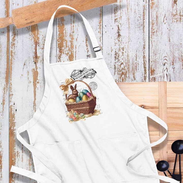 Easter Chocolate Follow the Bunny Kitchen Cotton Apron for wholesale by Avery Lane Gifts