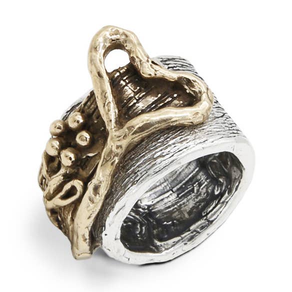 Anello a fascia in argento 925 e bronzo (AR127) per la vendita all'ingrosso da parte di Mandile Gioielli