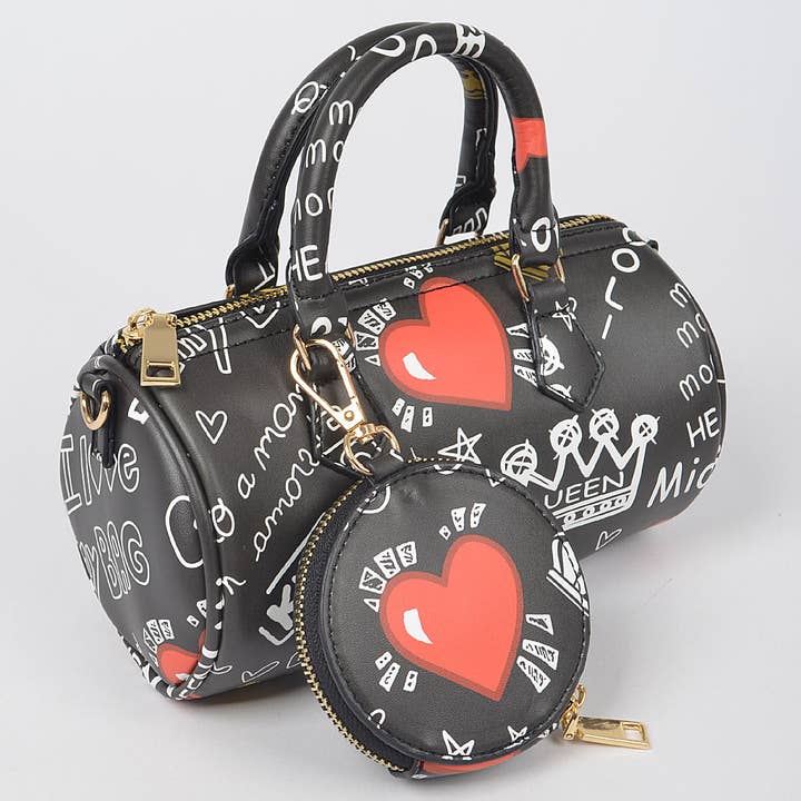 3AM BY H&D ACCESSORIES - Wholesale Crossbody Bag - Women's - Graffiti Boston Bag W/airpod Purse
