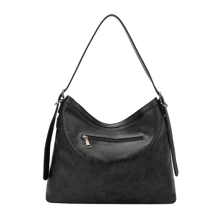 Melie Bianco - Wholesale Shoulder Bag - Women's - Sloane Black Recycled Vegan Shoulder Bag2