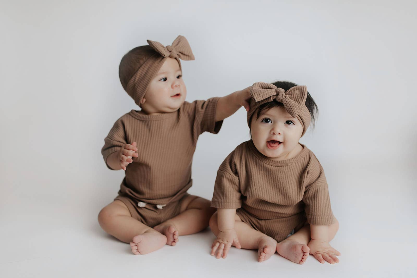 Three Little Tots - Wholesale Top & Short Set - Kids - Cocoa Sands Neutral Summer Waffle Toddler Top & Bottom Set8