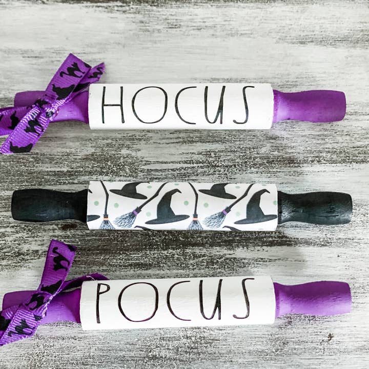 Hocus Pocus Mini Halloween Rolling Pins for wholesale by Crafted Hive Culture