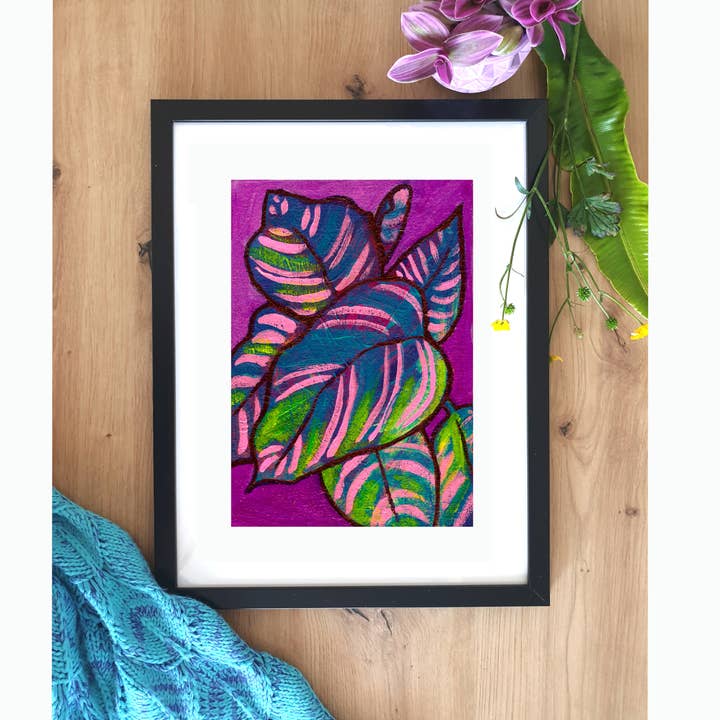 Plant Based Paintings - Wholesale Art Print - Purple Calathea - Giclee Art Print