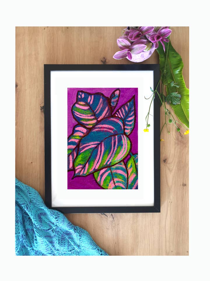 Purple Calathea - Impressão Artística Giclée por atacado de Plant Based Paintings