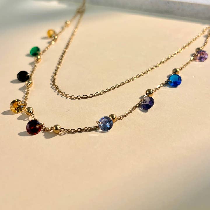 COSMOS - Wholesale Y-Neck/Lariat Necklace - Stainless Steel Long Necklace with Multicolored Crystal Charm1