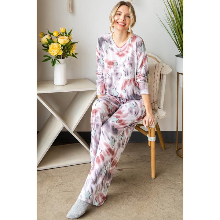 Star Print Rayon French Terry Pants Set for wholesale by Veveret