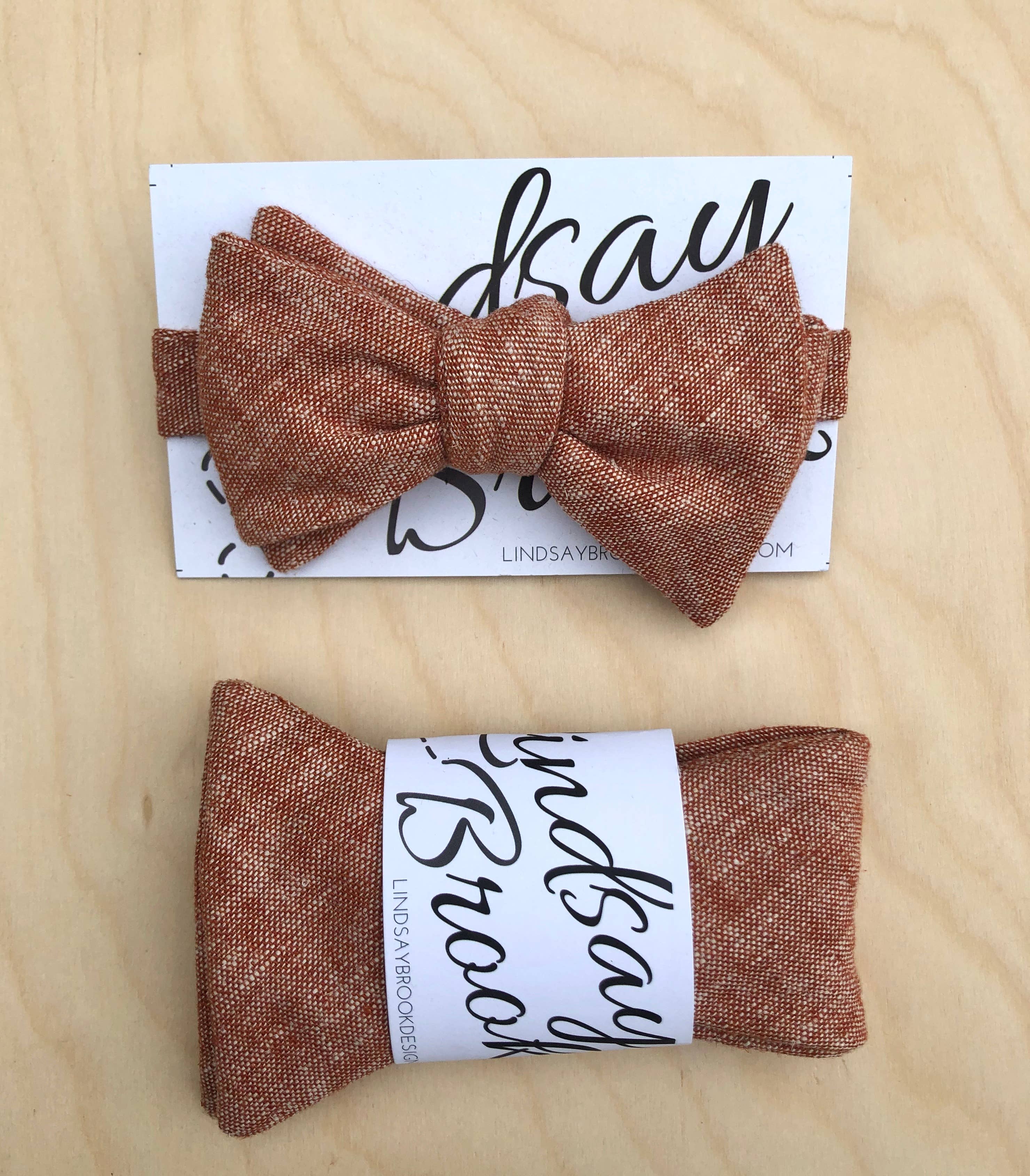 Lindsay Brook Designs - Venta al por mayor Pajarita - Hombre - Pajarita de lino naranja quemada5