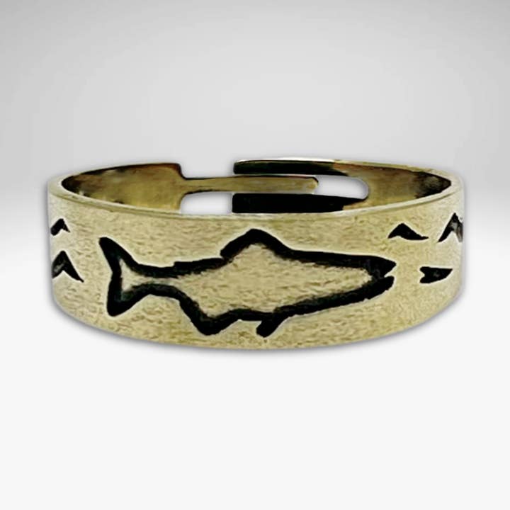 Fishin' Adjustable Ring for wholesale by Daphne Lorna
