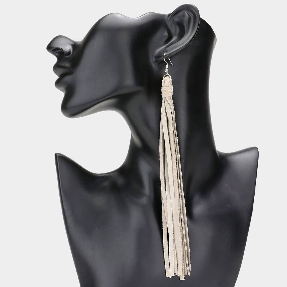 Sensibling Corp. - Vente Boucles d'oreilles pendantes - Boucles d'oreilles pendantes à pompons en cuir véritable3