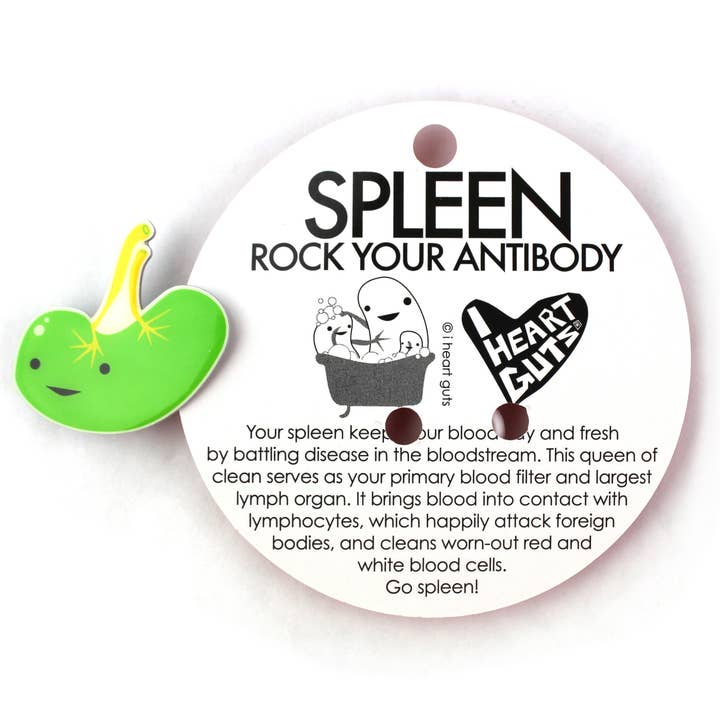 I Heart Guts | Organ Plushies Wholesale - Wholesale Lapel Pin/Button - Spleen Lapel Pin - Lymphin' Ain't Easy3