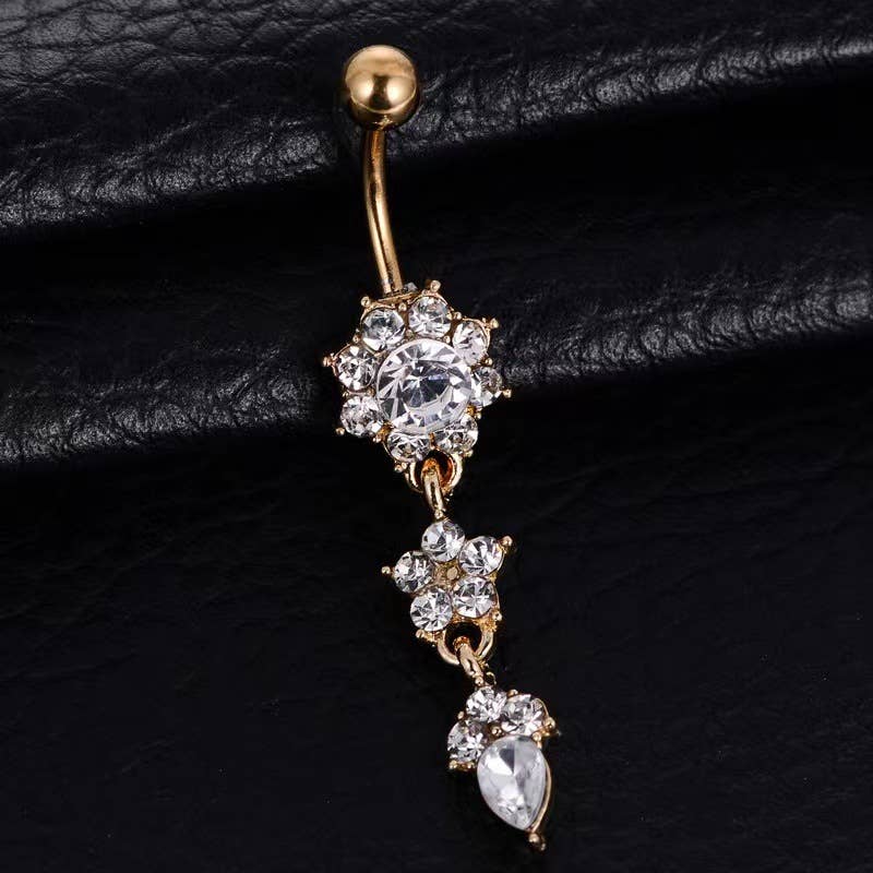 Gemscape UK - Wholesale Belly Ring - Stunning Flower Body Piercing with crystals10