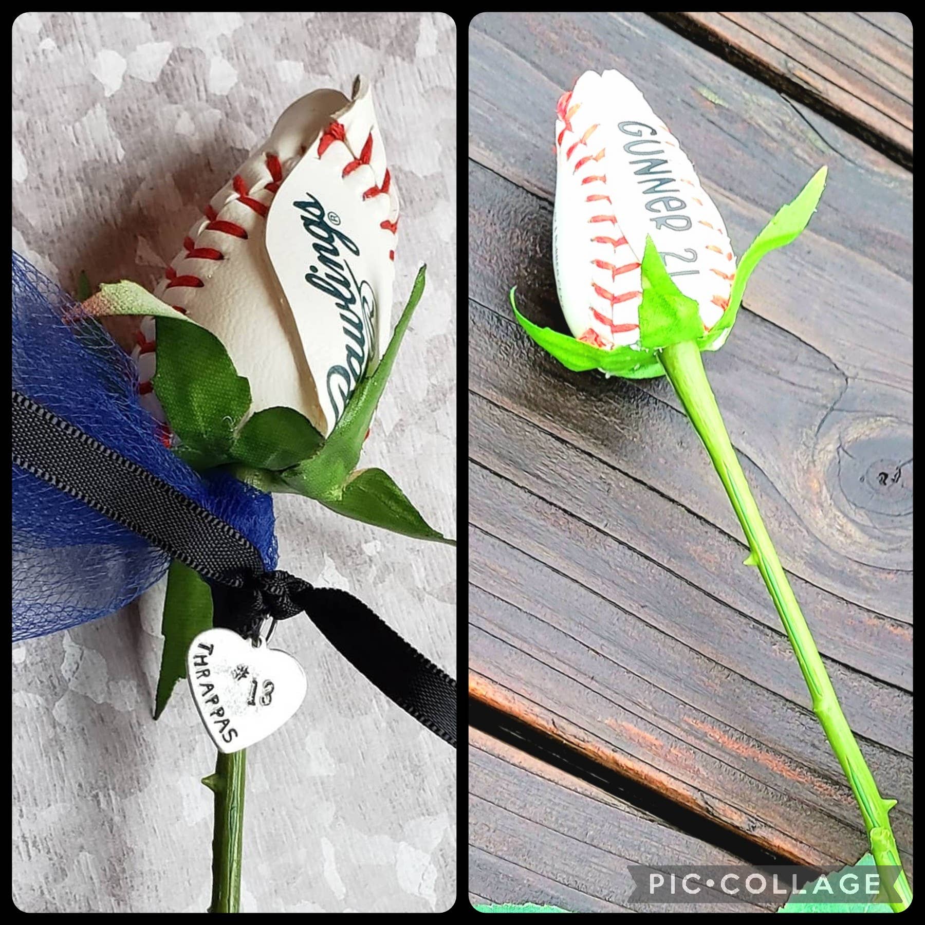 Home Run Accessories - Wholesale Artificial Flowers - Baseball Rose, Real Baseball Long Stem Rose1