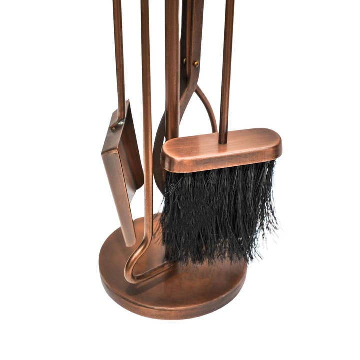 Ivyline International - Wholesale Fireplace Screen - Round Copper Fireside Companion Set2