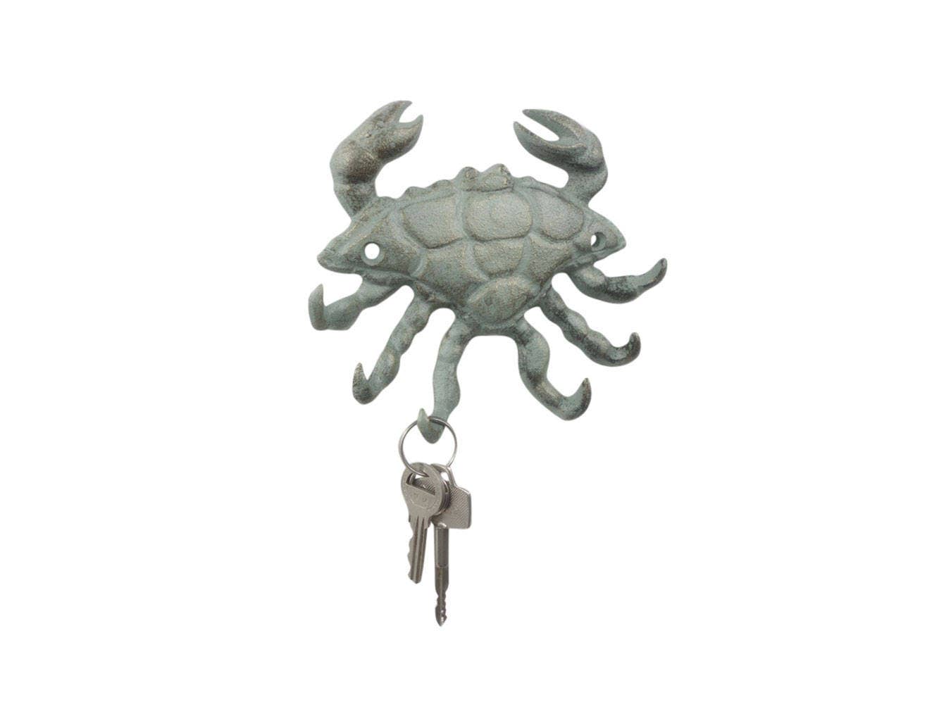 Hampton Nautical – Großhandel Wandhaken – Dekorative Krabbe aus Gusseisen, antike Bronze mit sechs Metallwandhaken, 17,8 cm2