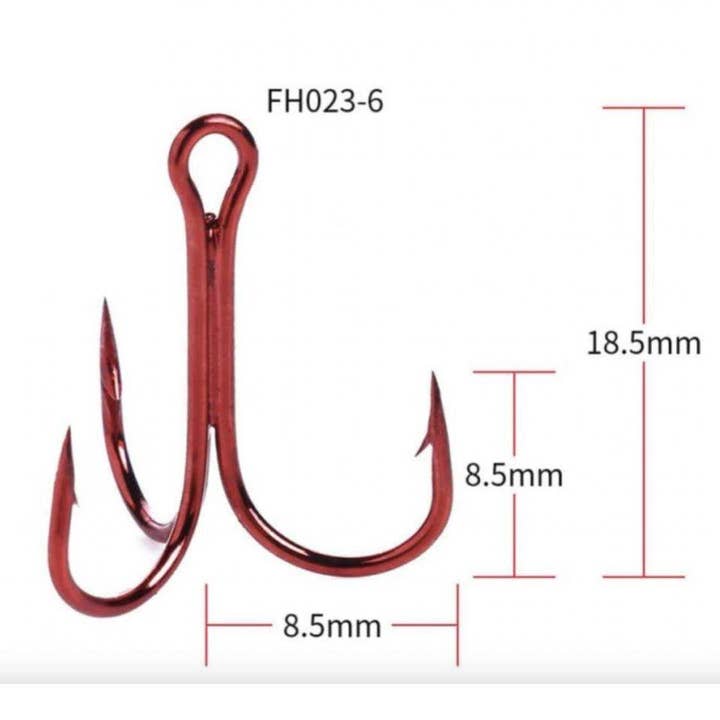 Outdoor Junction - Wholesale Outdoor Sign - (20) Carbon Steel 3-Prong Treble Fishing Hooks2