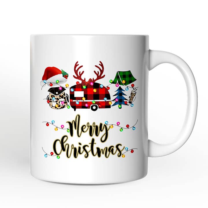 Camping Friends Buffalo Plaid Christmas Gift Mug for wholesale by OrnamentallyYou