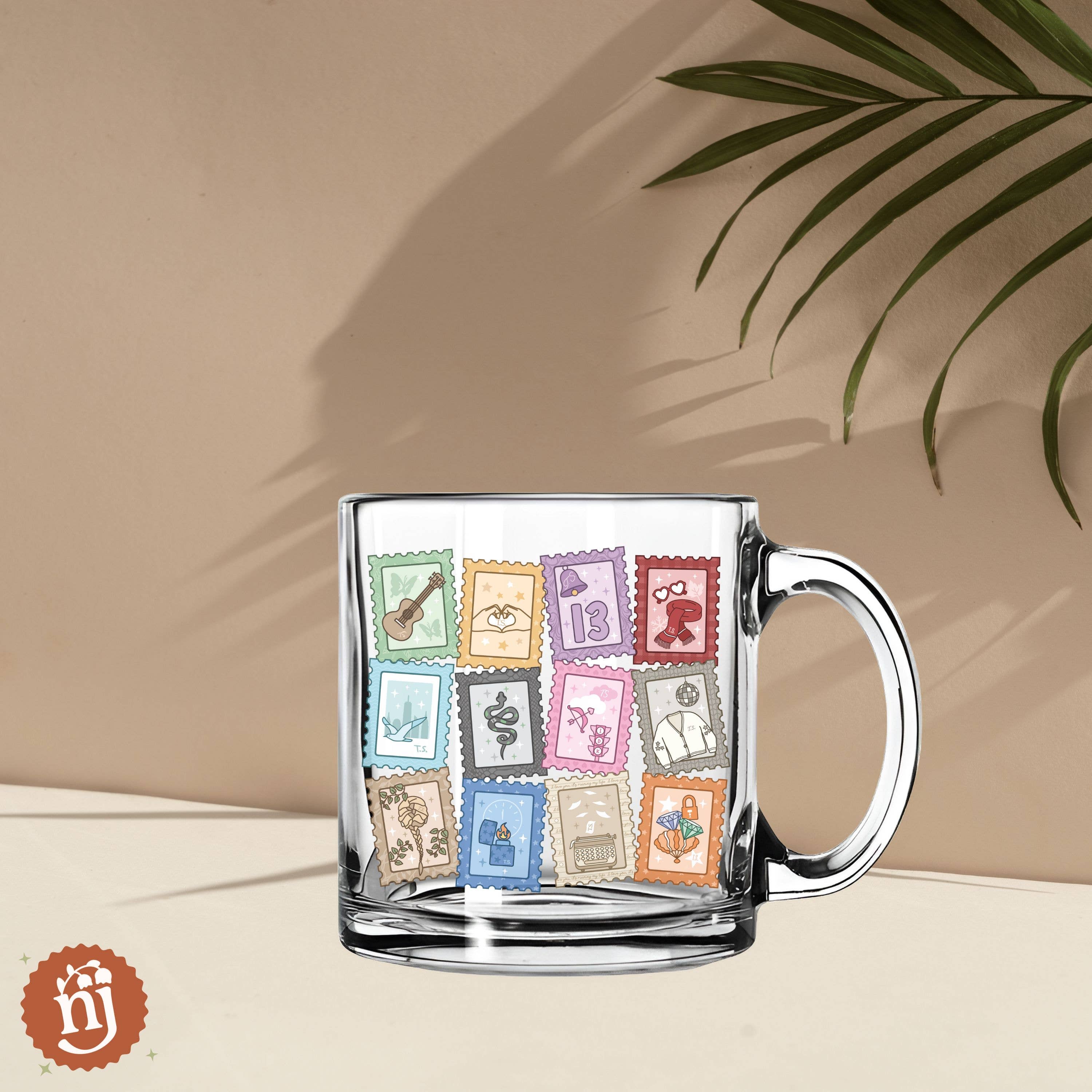 Nearly June Design Co - Wholesale Coffee Mug - Eras Inspired Stamps Glass Mug3