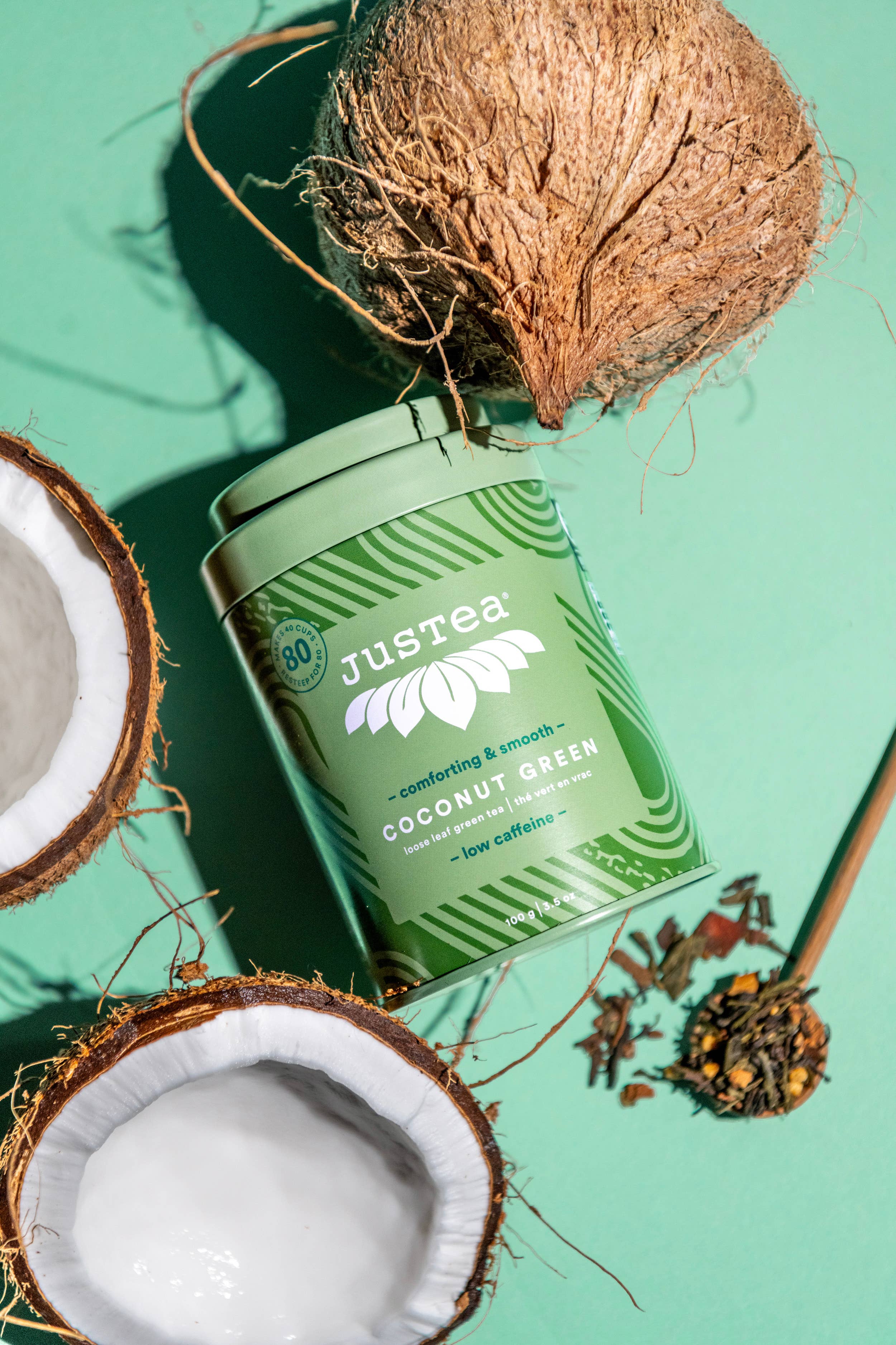 JusTea - Vendita all'ingrosso Tè sfusi - Tè verde al cocco e cucchiaio, tè verde biologico, del commercio equo e solidale6