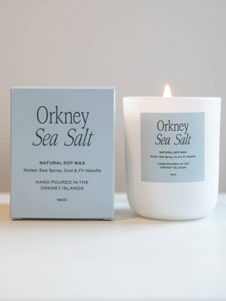 Orkney Sea Salt Luxury Vegan Soy Candle made in Scotland for wholesale by Moonshine Candle Co.
