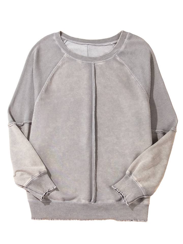 Aapparella - Wholesale Sweatshirt - Women's - Waffle Knit * Patchwork Long Sleeve Sweatshirt | S-2XL20