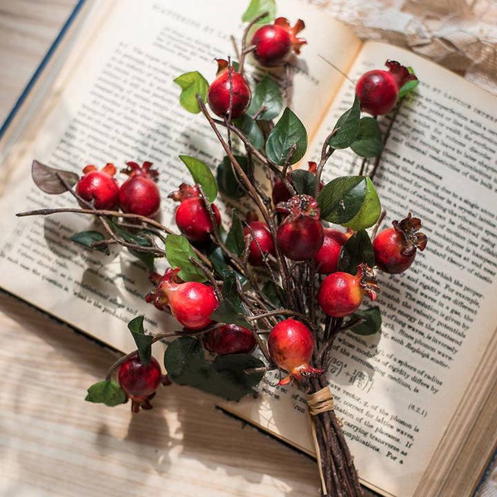 Rustic Reach - Wholesale Artificial Plant - Artificial Fruit Pomegranate Fruit Bouquet 12" Tall