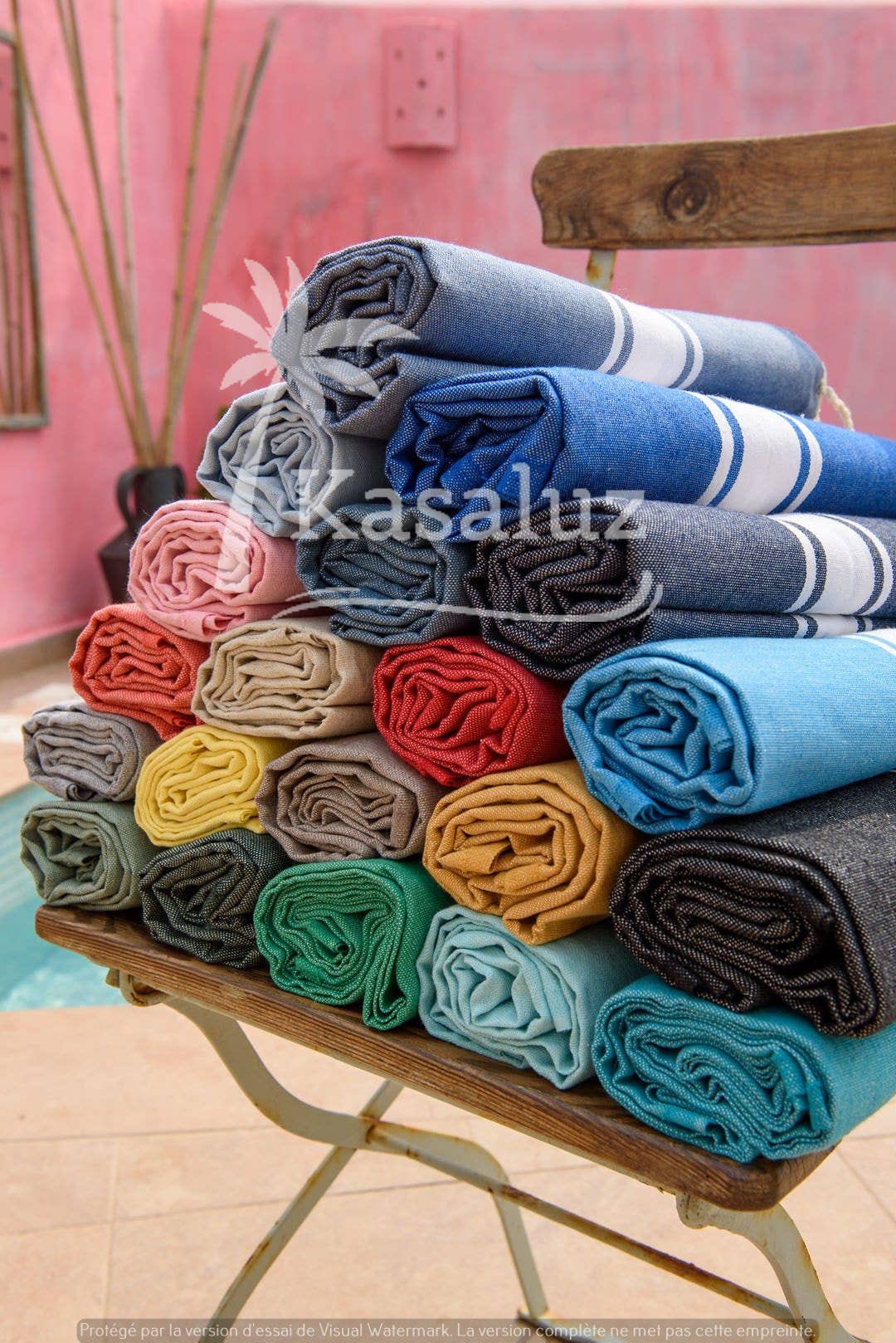 KASALUZ - Wholesale Beach Towel - Authentic Fouta Sage Green Flat Weave 100% Cotton1