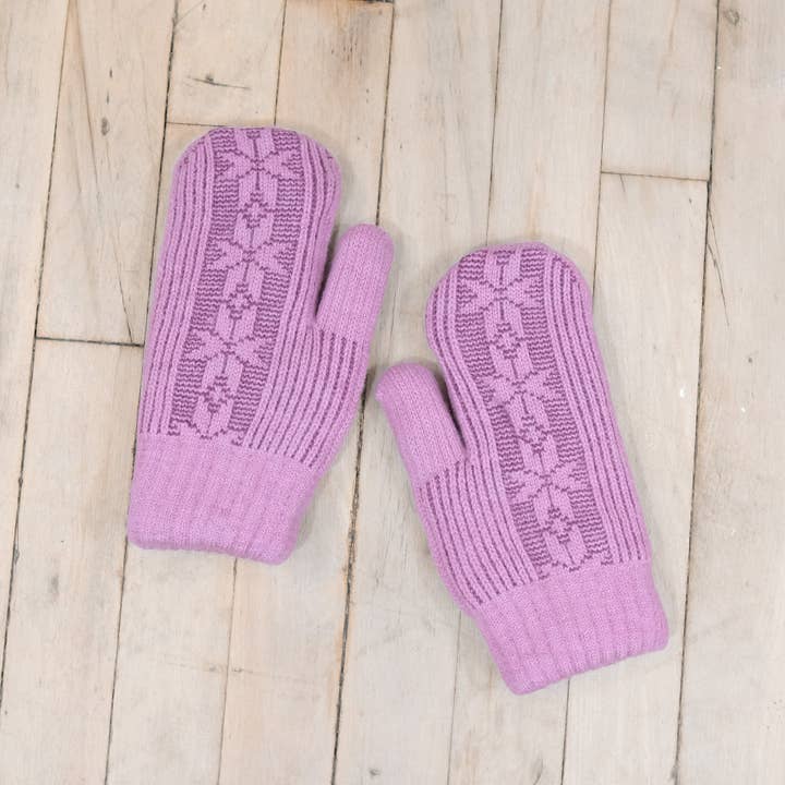 Karma Nepal Crafts - Wholesale Gloves - Unisex - Knitted Snowflake Unisex Winter Fleece Lined Mitten7