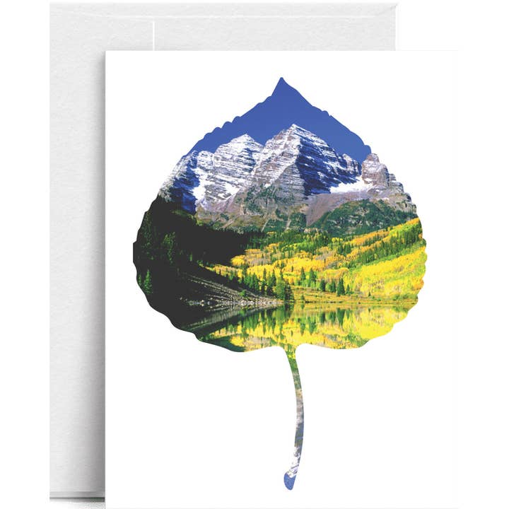 "Maroon Bells Leaf" – Un hommage pittoresque au Colorado, pack de 8 pour la vente par Lilybart LLC