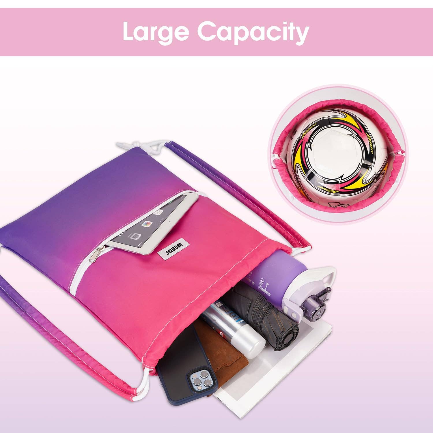 wandf - Wholesale Tas met trekkoord - Uniseks - Sportieve rugzak met trekkoord en dubbele schouderpads44