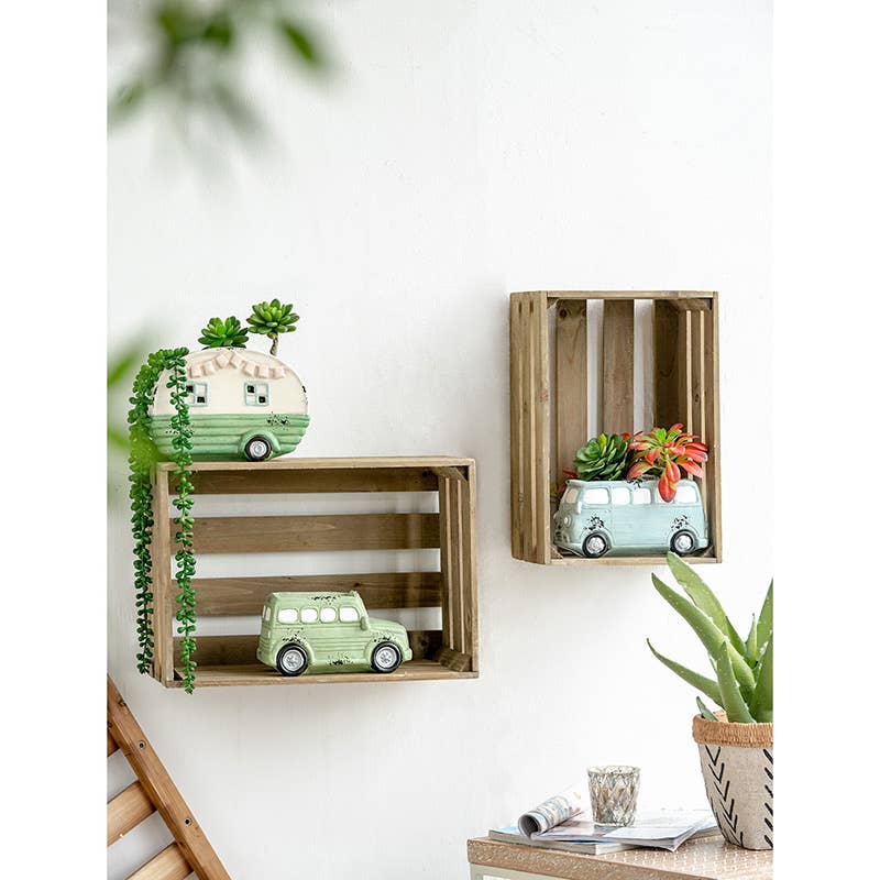 A&B Home Group Inc. - Wholesale Plant Pot - 8.5x4x6" Crm Camper Planter,Wh/Gr 6EA/CTN7