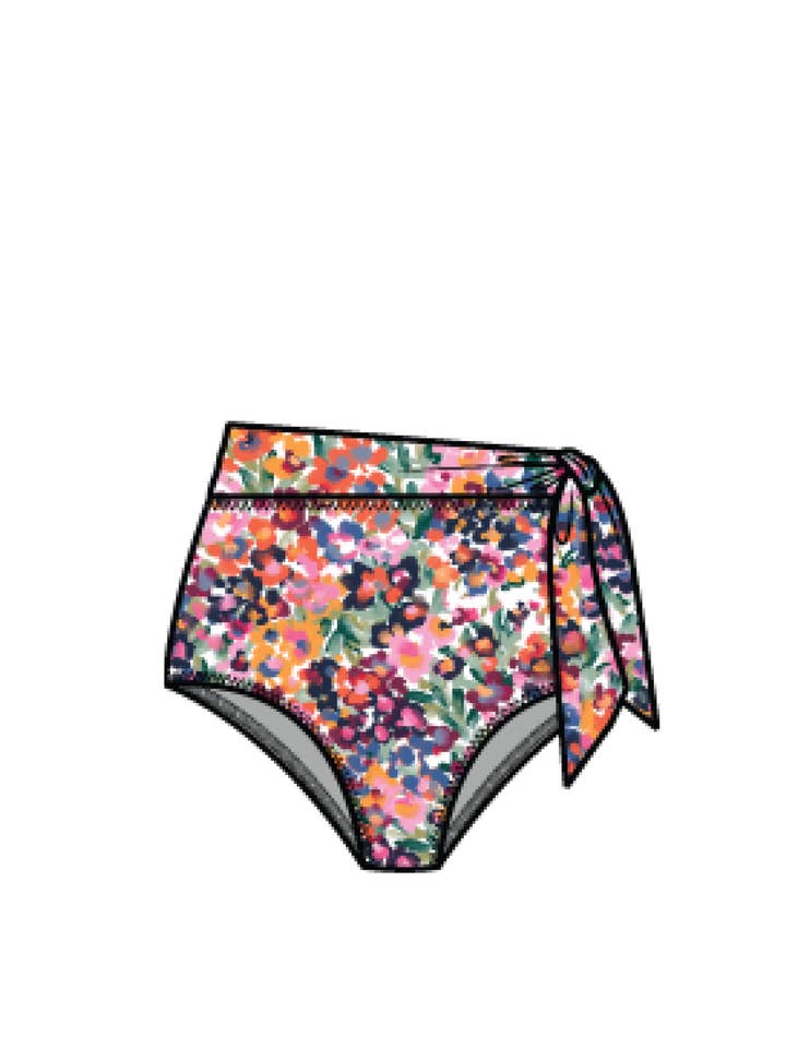 Bas taille haute à nouer sur le côté en pétales peints pour la vente par Change of Scenery